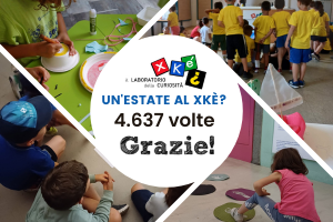 collage di 4 foto in cui alcuni bambini svolgono le attività estive.